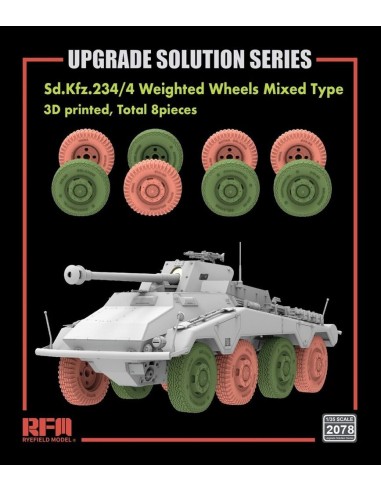 Sd.Kfz.234/4 3D Printed Wheels Mixed Type (Type A 4 pcs + Type B 4 pcs) 