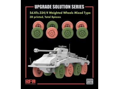 Sd.Kfz.234/4 3D Printed Wheels Mixed Type (Type A 4 pcs + Type B 4 pcs) 