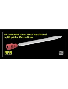 M4 Sherman 76 mm M1A2 Metal Barrel w/3D Printed Muzzle Brake 