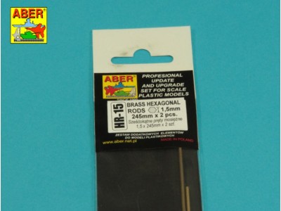 Brass  hexagonal rods 1,5mm length 245mm x2 pcs. 
