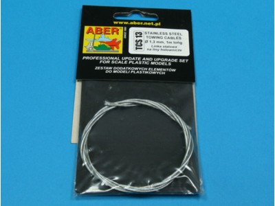 Stainess steel towing cables o 1,3 mm, 1m long 