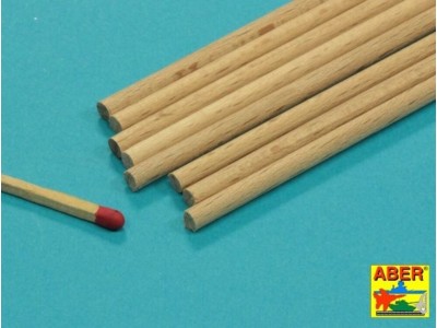 Wood round rods 4mm length 250mm x 8 pcs. 
