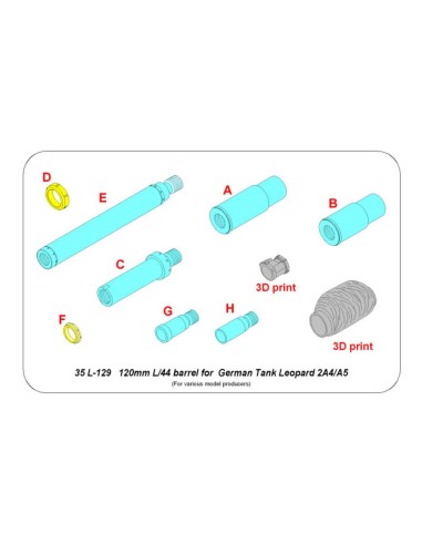 120 mm L/44 Barrel for  German Tank  Leopard 2A4/A5 (Universal) 
