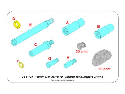 120 mm L/44 Barrel for  German Tank  Leopard 2A4/A5 (Universal) 