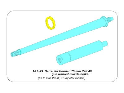 Barrel for German 75 mm PaK 40 gun without muzzle brake 
