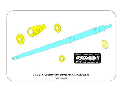 Germ.5cm barrel for Pak 38 for Tamiya 