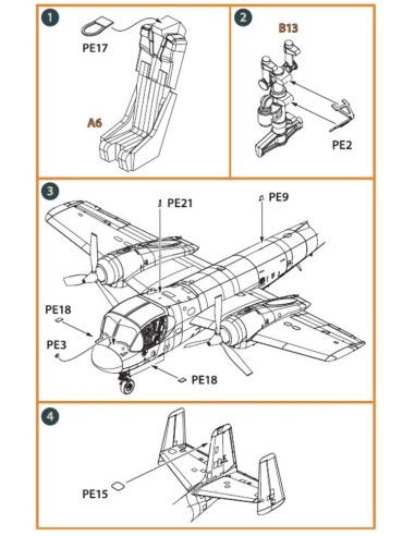 OV-1 A/JOV-1A Mohawk PE parts and painting mask for CP kits 