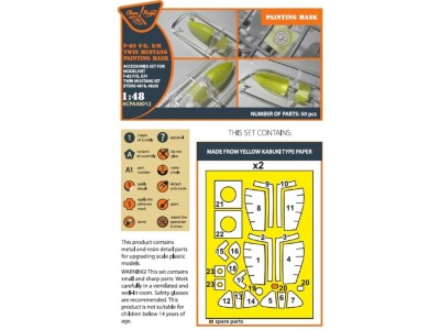 F-82F/G, E/H Twin Mustang painting mask for Modelsvit kits 4818/4820 