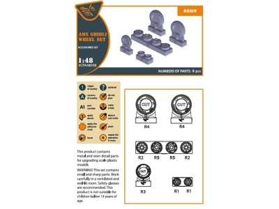 AMX Ghibli wheel set for Kinetic, HobbyBoss kits 