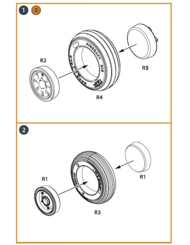 AMX Ghibli wheel set for Kinetic, HobbyBoss kits 