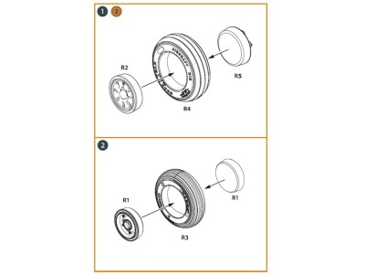 AMX Ghibli wheel set for Kinetic, HobbyBoss kits 