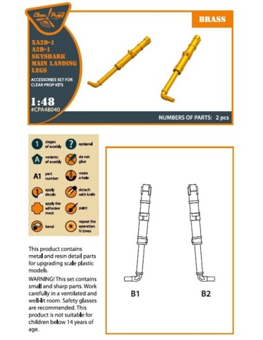 XA2D-1, A2D-1 Skyshark main landing legs for CP kits 