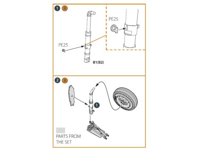 XA2D-1, A2D-1 Skyshark main landing legs for CP kits 