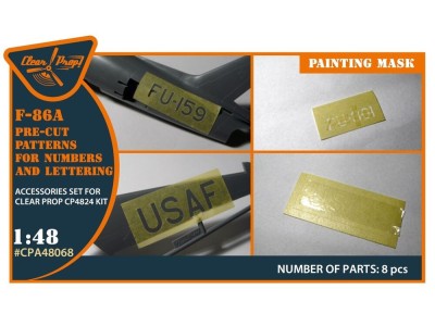 F-86A pre-cut patterns for numbers and lettering painting mask for CP4824 kit 