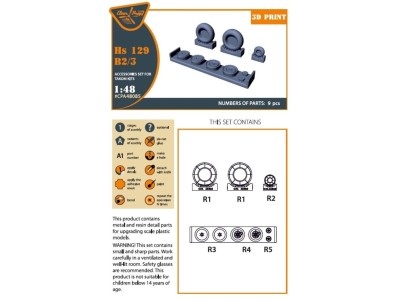 Hs 129B2/3 Wheels set (weighted) for Takom kit 