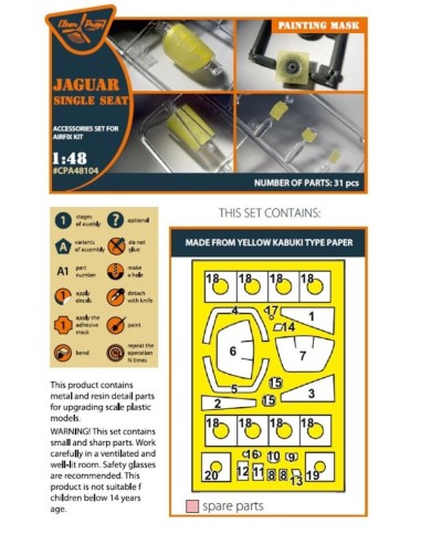 Jaguar Single seat painting mask for Airfix kit 