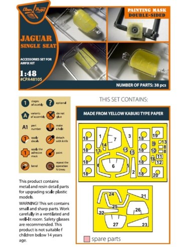 Jaguar Single seat double-sided painting mask for Airfix kit 