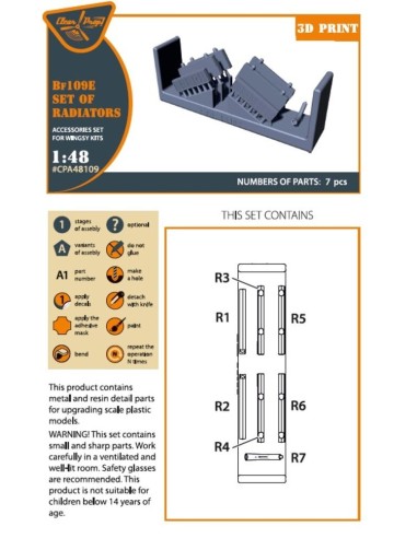 Bf-109E set of radiators for Wingsy Kits 