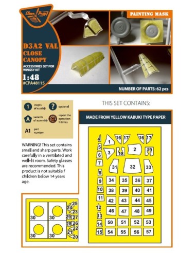 D3A2 VAL (close canopy) painting mask for Wingsy Kits 