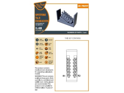 Spitfire Tr.9 exhausts for Airfix kit 