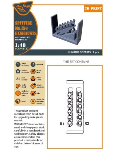Spitfire Mk.IXe exhausts for Airfix kit 