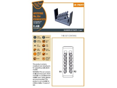 Spitfire Mk.IXe exhausts for Airfix kit 