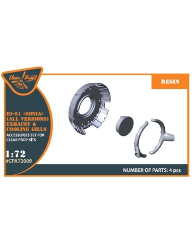 Ki-51 Sonia (all versions) resin exhaust & cooling gills for CP kits CP72011/CP72012/CP72013 