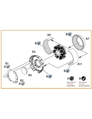 Ki-51 Sonia (all versions) resin exhaust & cooling gills for CP kits CP72011/CP72012/CP72013 