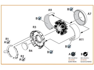 Ki-51 Sonia (all versions) resin exhaust & cooling gills for CP kits CP72011/CP72012/CP72013 