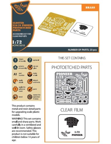 Gloster E28/39 Pioneer PE parts interior for CP kits CP72001/CP72007 