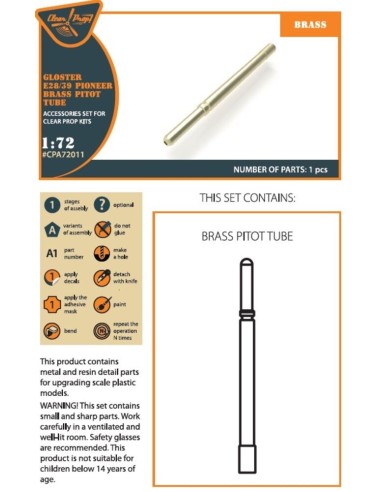 Gloster E28/39 Pioneer brass pitot tube for CP kits CP72001/CP72007 