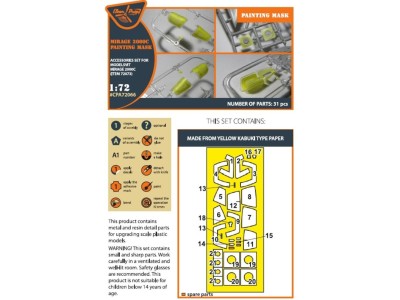 Mirage 2000C painting mask for Modelsvit kit 72073 