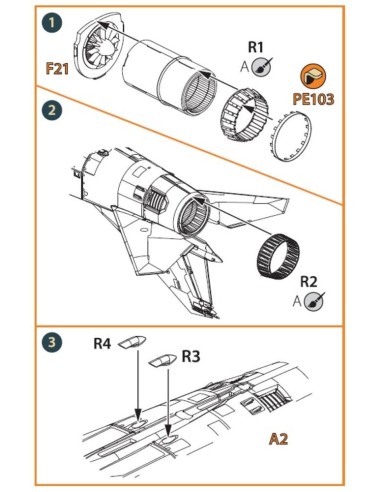 MiG-23ML, MLD, P, MLAE Exhaust and air scoops for CP kits 