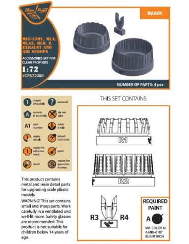 MiG-23ML, MLD, P, MLAE Exhaust and air scoops for CP kits 