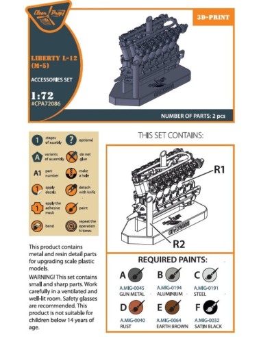 Liberty L-12 engine set 3D print 