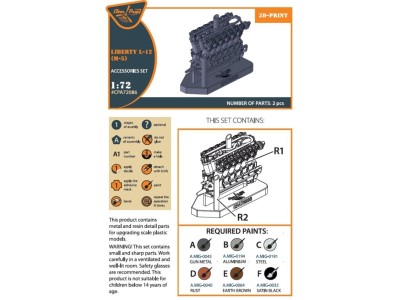 Liberty L-12 engine set 3D print 