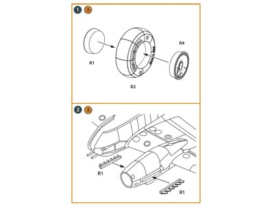 Me-410 B-1/U2/U4/R4 wheel set and exhausts for Airfix kit 