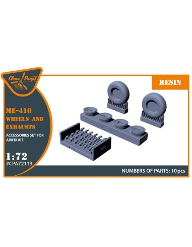Me-410 B-1/U2/U4/R4 wheel set and exhausts for Airfix kit 
