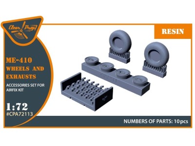 Me-410 B-1/U2/U4/R4 wheel set and exhausts for Airfix kit 