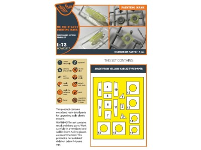 Me-262B-1A/U1 painting mask for REVELL kit 