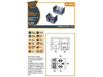 Me-410 B-1/U2/U4/R4 interior for Airfix, Finemolds kits 