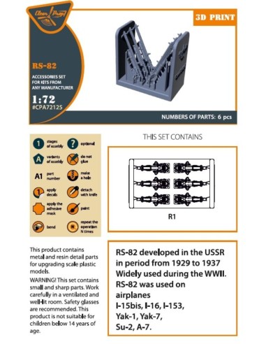 RS-82 used on the following airplanes: I-15bis, I-16, I-153, Yak-1, Yak-7, Su-2, A-7 