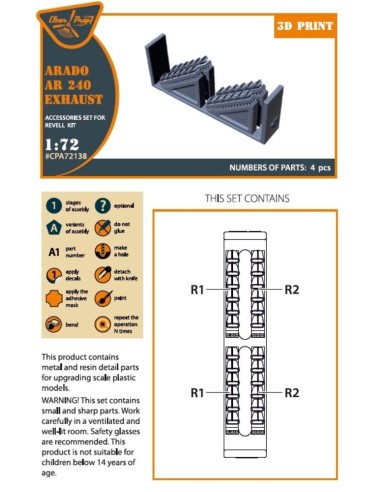 Arado Ar-240 exhausts for REVELL kit 