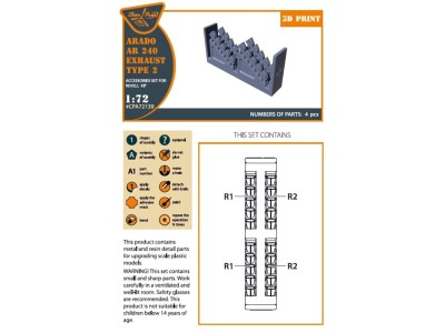Arado Ar-240 exhausts type 2 for REVELL kit 