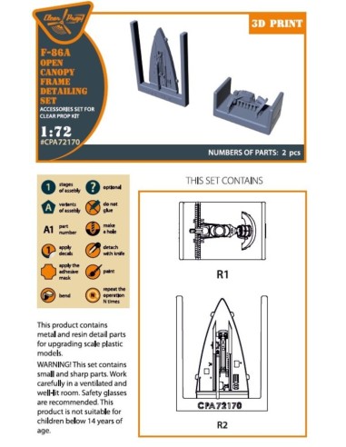 F-86A Open canopy frame detailing set for CP kits 