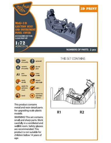 MiG-19 Ejection seat and instrument panel cover for CP kits 
