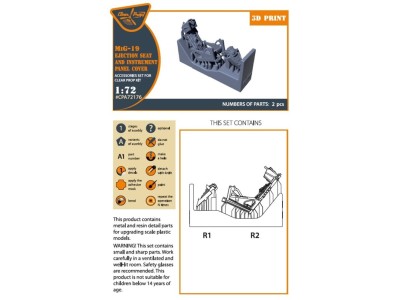 MiG-19 Ejection seat and instrument panel cover for CP kits 