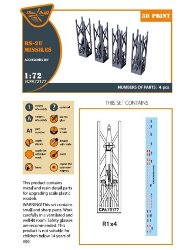 RS-2U/US (4pcs) used on the following airplanes: MiG-19PM/PML, MiG-21PF/PFM, Su-9 
