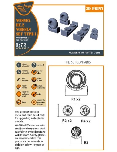 Wessex HC.2 Wheel set type 1 for Airfix kit 