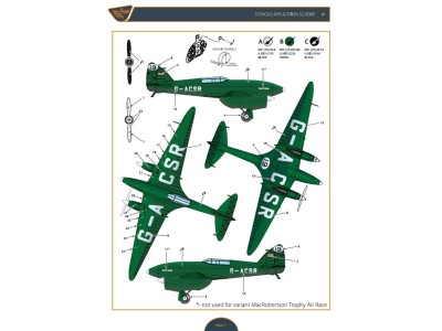 DH.88 Comet G-ACSR MacRobertson Trophy Air Race Decal for Mikromir kit 